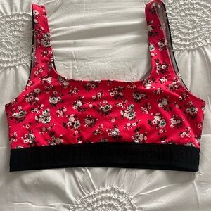 Pink Ultimate women sport bra medium floral red